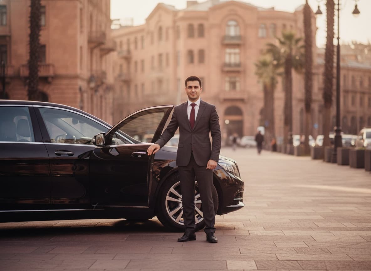 chauffeur waiting, city street